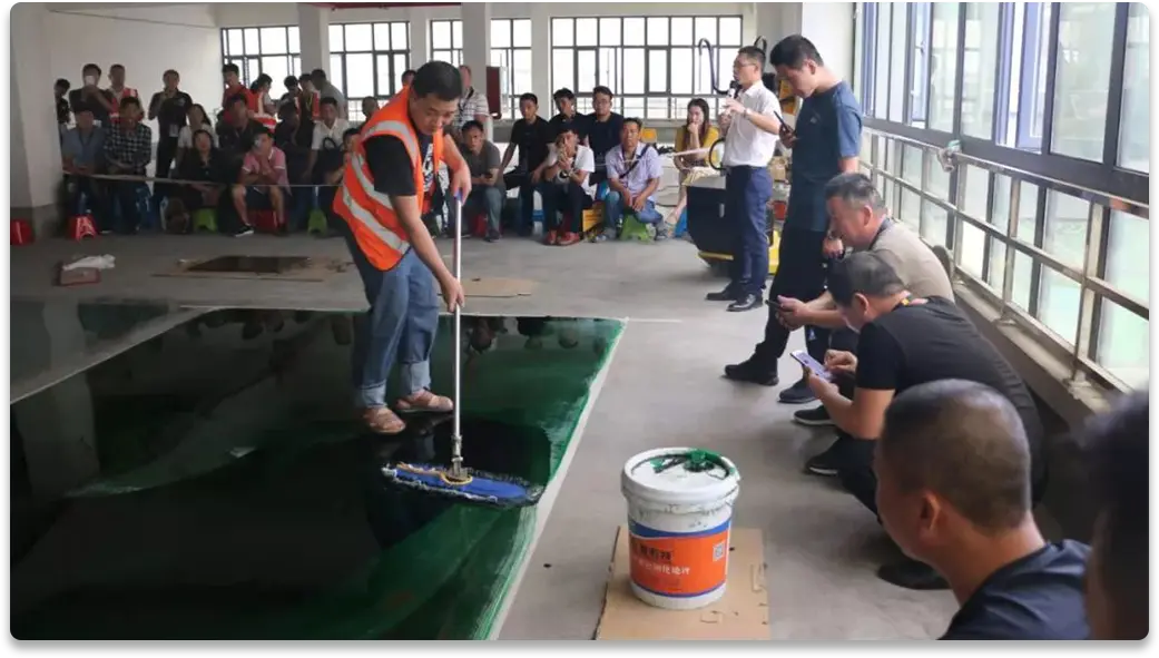 Concrete color toughened floor 01